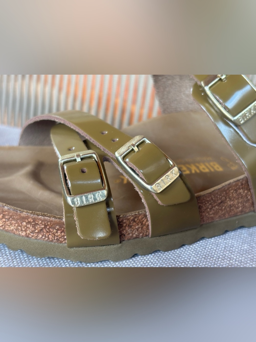 Birkenstock Franca 💅 Oiled Olive Green Leather Sandals Slides 36 40 5 5.5 9 9.5 - Picture 4 of 7